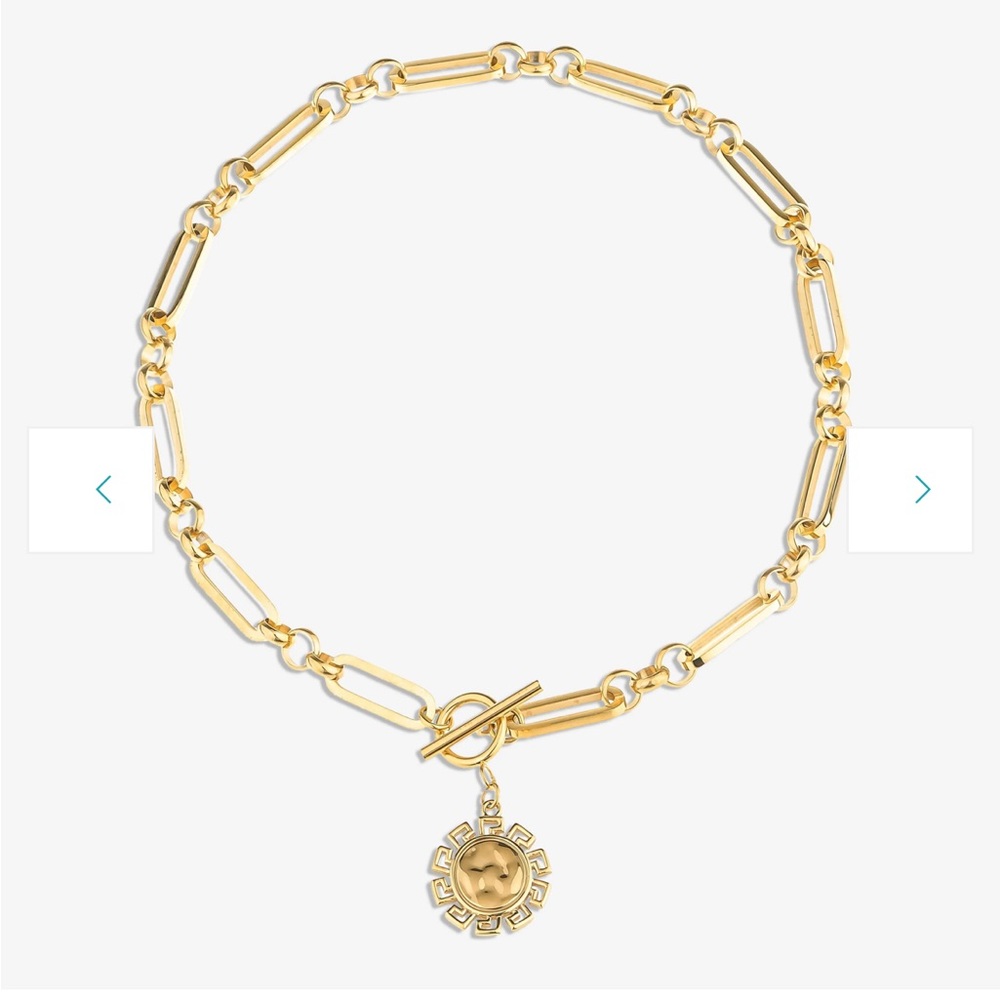 Victoria Emerson Gold Figaro Paperclip Style Necklace with Medallion BRAND NEW